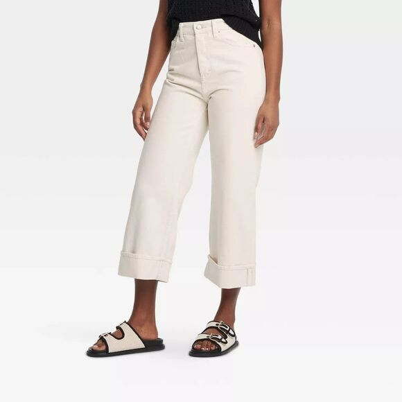 Universal Thread Women's Mid-Rise Cropped Vintage Wide Leg Jeans Sz 4 New - Picture 1 of 9